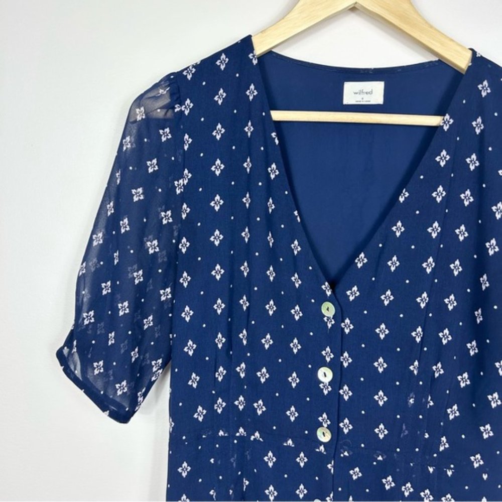 Wilfred Navy Blue Mini Dress with White Print - Picture 7 of 10